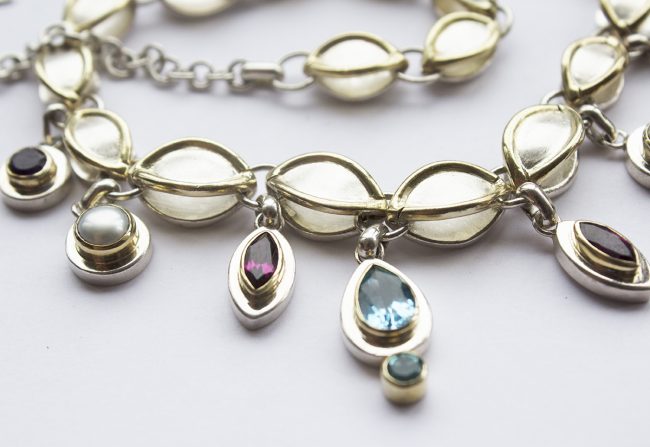 Sterling Silver Necklace with Semi-Precious Stones – Gifted Unique
