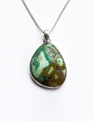 Turquoise stone necklace with sterling silver chain