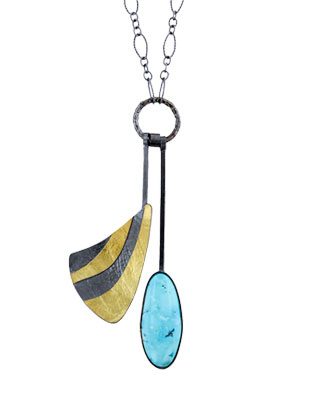 Swoosh Necklace With Natural Blue Moon Turquoise