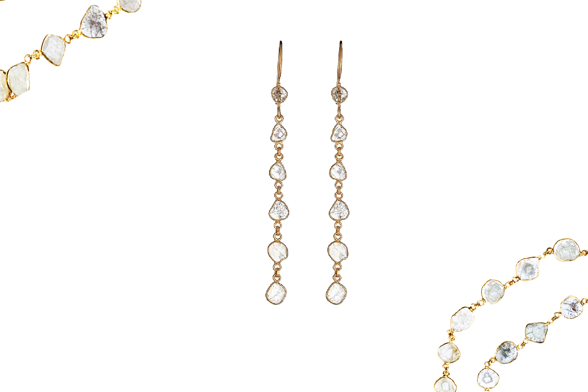Sliced Diamond Hanging Earrings Gifted Unique