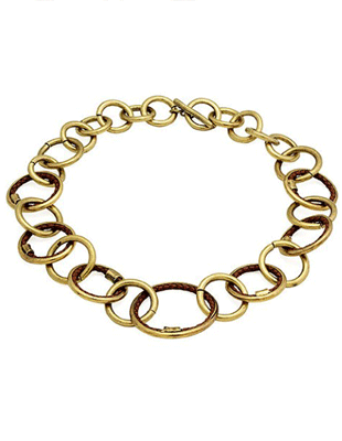 Link Chain Necklace with Braided Leather