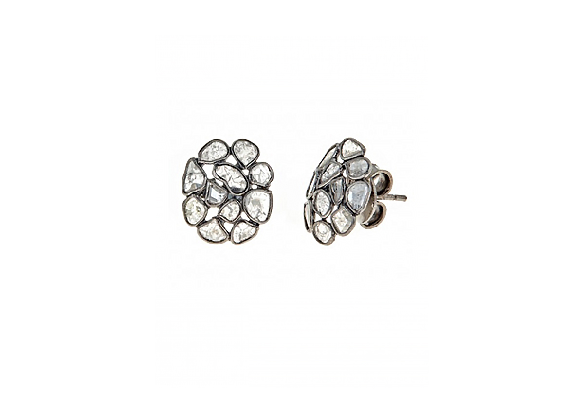 Sliced Diamond Earrings Cluster