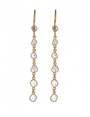 Sliced diamond hanging earrings in gold – Sold Out