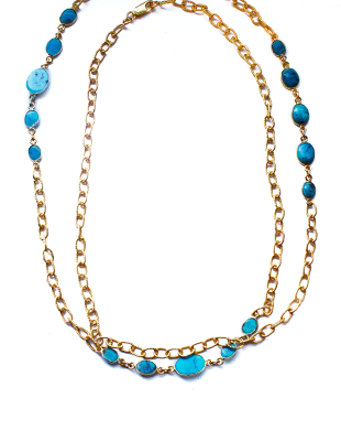 Turquoise and Silver Chain Necklace
