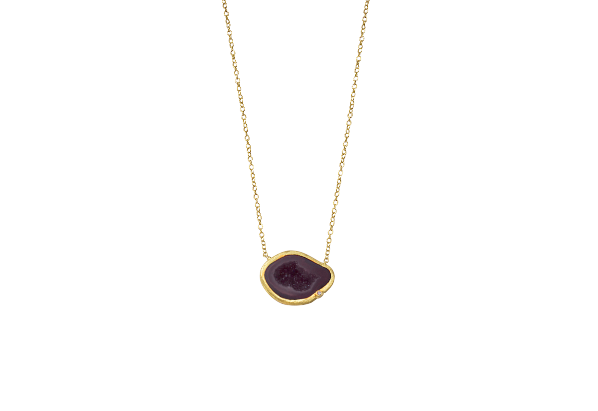 Geode and diamond necklace