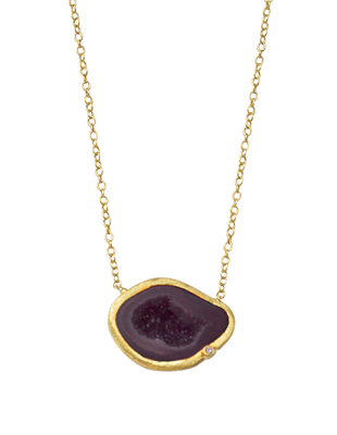 Tabasco geode and diamond necklace
