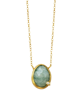 Amazonite and diamond necklace
