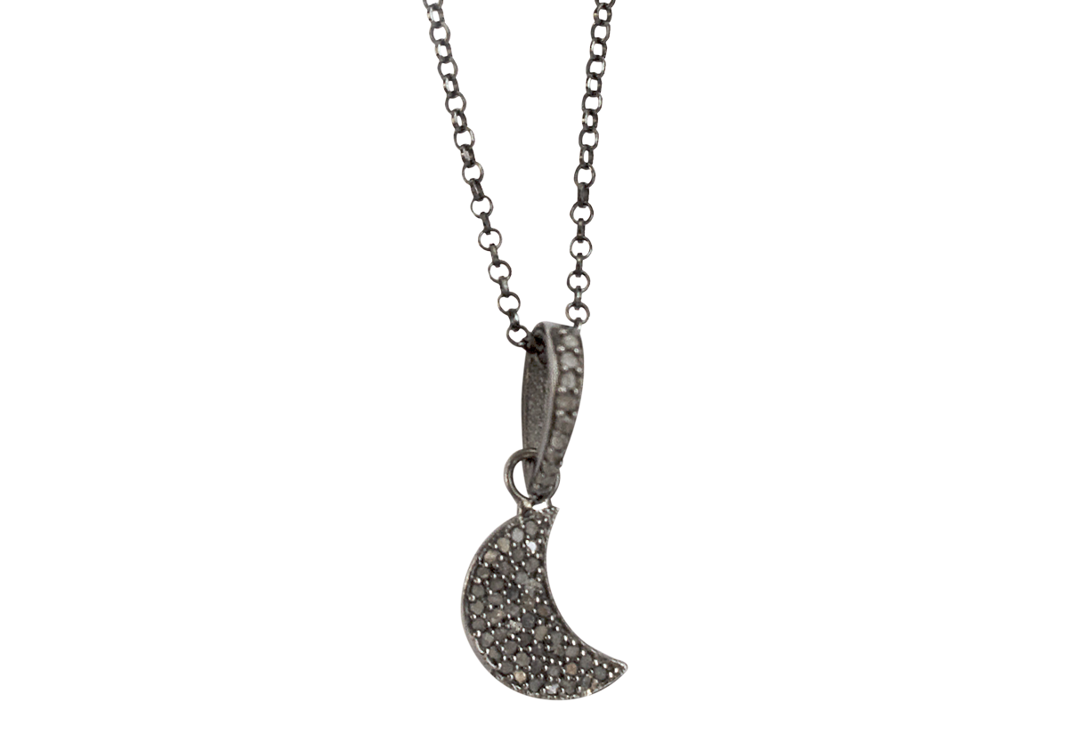 Pave moon diamond necklace