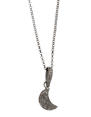 Pave diamond moon necklace