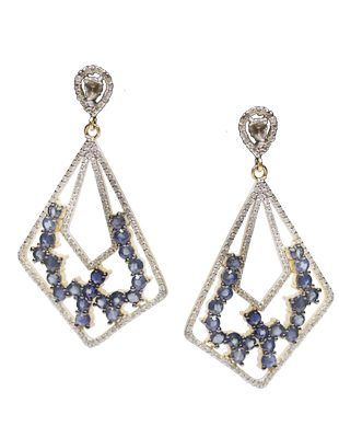 Sapphire and Diamond Geometric Earrings