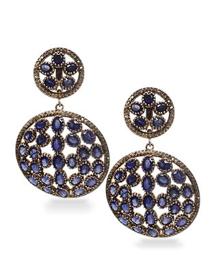 Sapphire and Diamond Deco Earrings