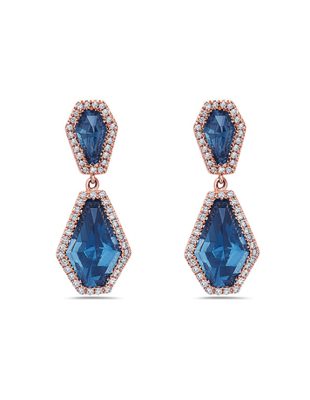 Geometric English Blue Topaz Earrings
