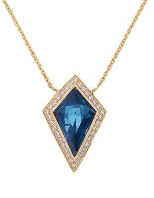 Geometric Blue Topaz and Diamond Necklace