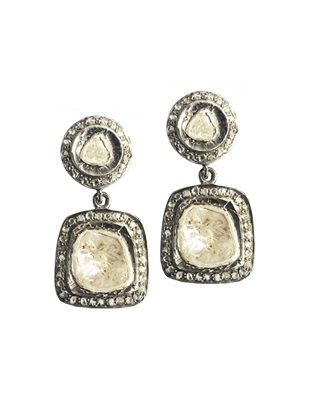 Sliced Diamond Drop Earrings