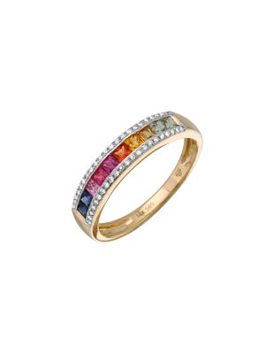Gold Rainbow Ring with Diamonds