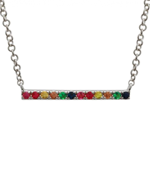 Rainbow layering bar necklace