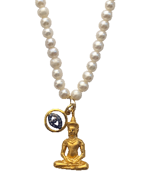 Buddha, Diamonds and Pearl Necklace