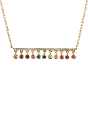 Rainbow Gemstone Bar Necklace