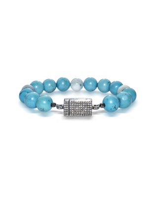 Turquoise, aquamarine and pave diamond bracelet