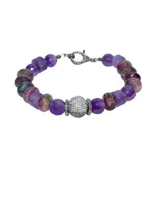 Rainbow Tourmaline, amethyst and diamond bracelet