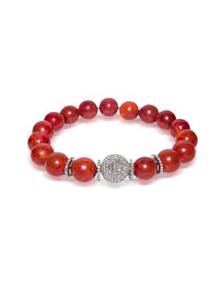 Coral and diamond bracelet