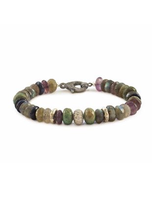 Diamond, labradorite and amethyst bracelet