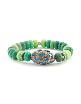 Chrysoprase, topaz and diamond bracelet