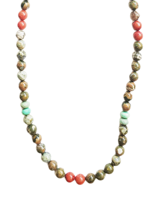 Jasper, coral and chrysoprase necklace