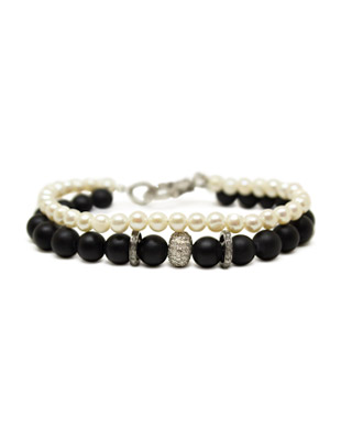bridal bracelet diamonds pearls black onyx