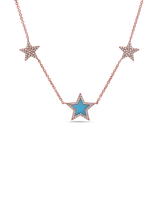 Diamond, Turquoise and Stars Necklace