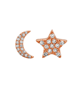 Diamond Moon and Star Studs $235