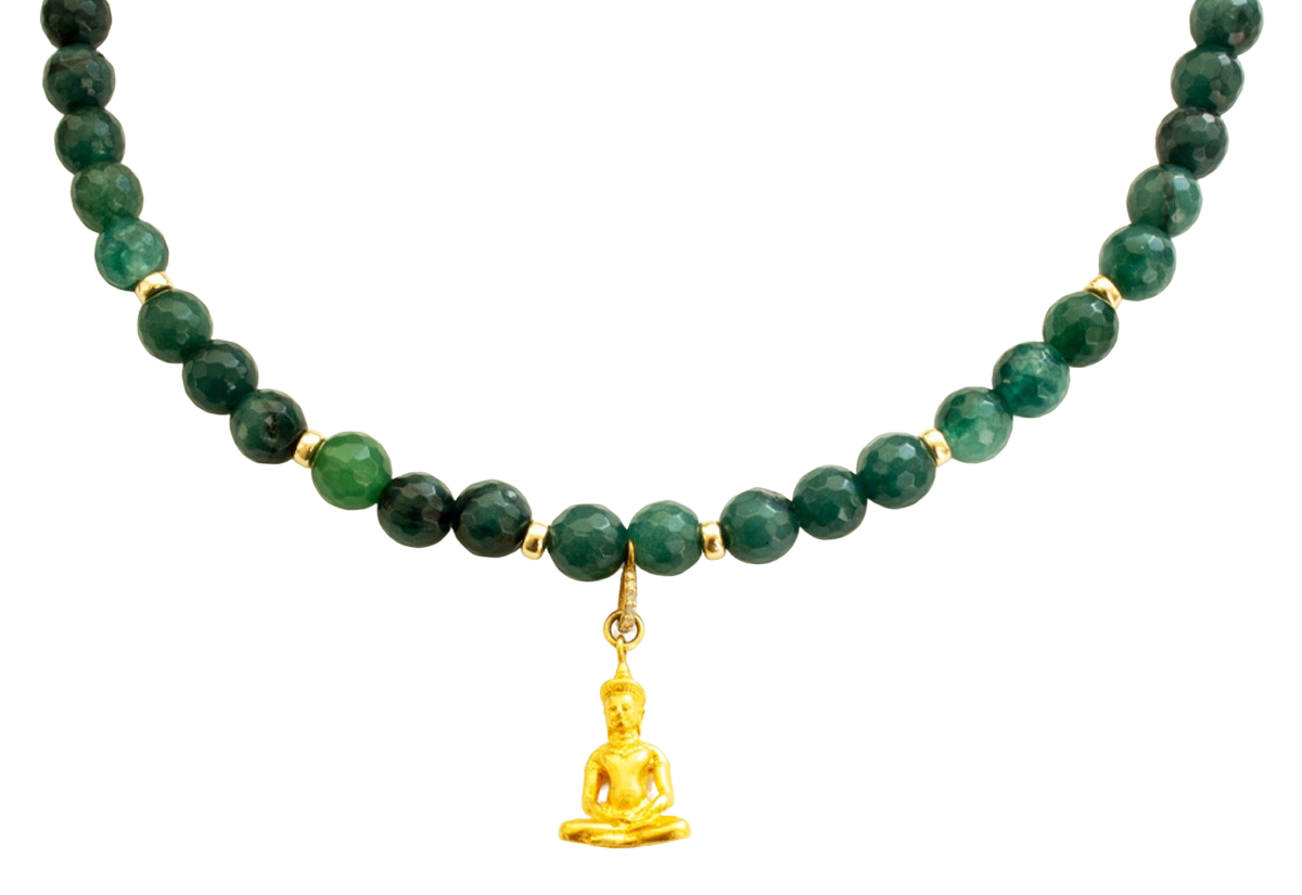 Jade, gold and buddah necklace