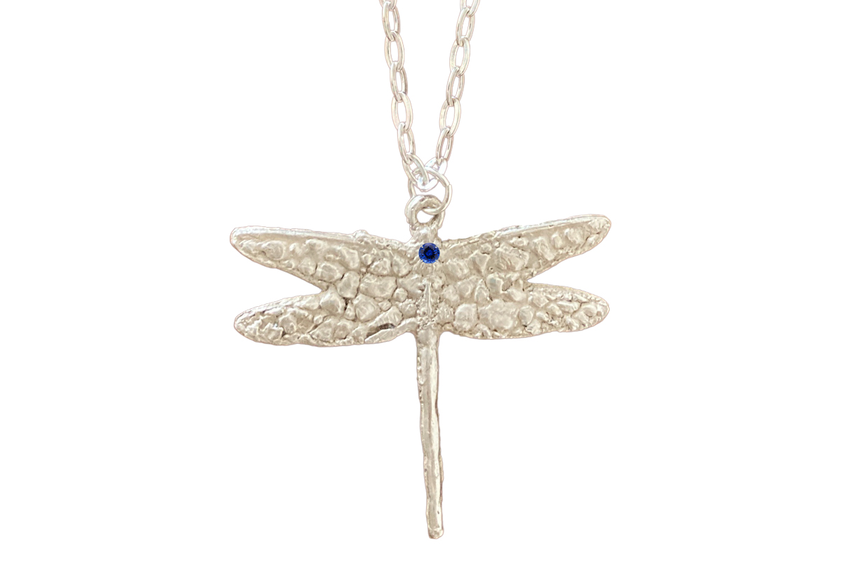 Silver-Dragonfly-with-Sapphire-Pendant-and-Chain