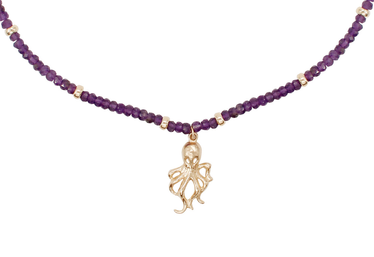 Gifted Unique Gold Octopus on Amethyst