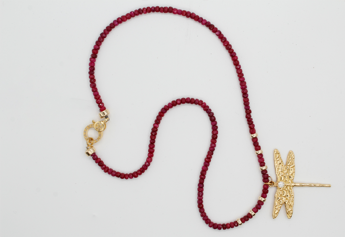 dragonfly pendant with Rubies