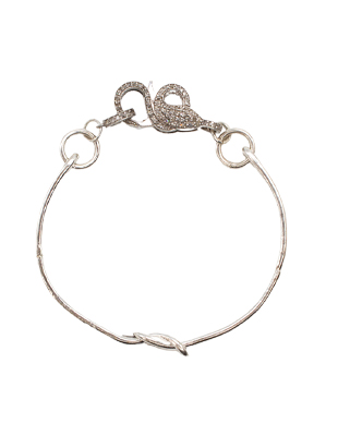 Sterling Silver Knot Bracelet with Diamond Clasp