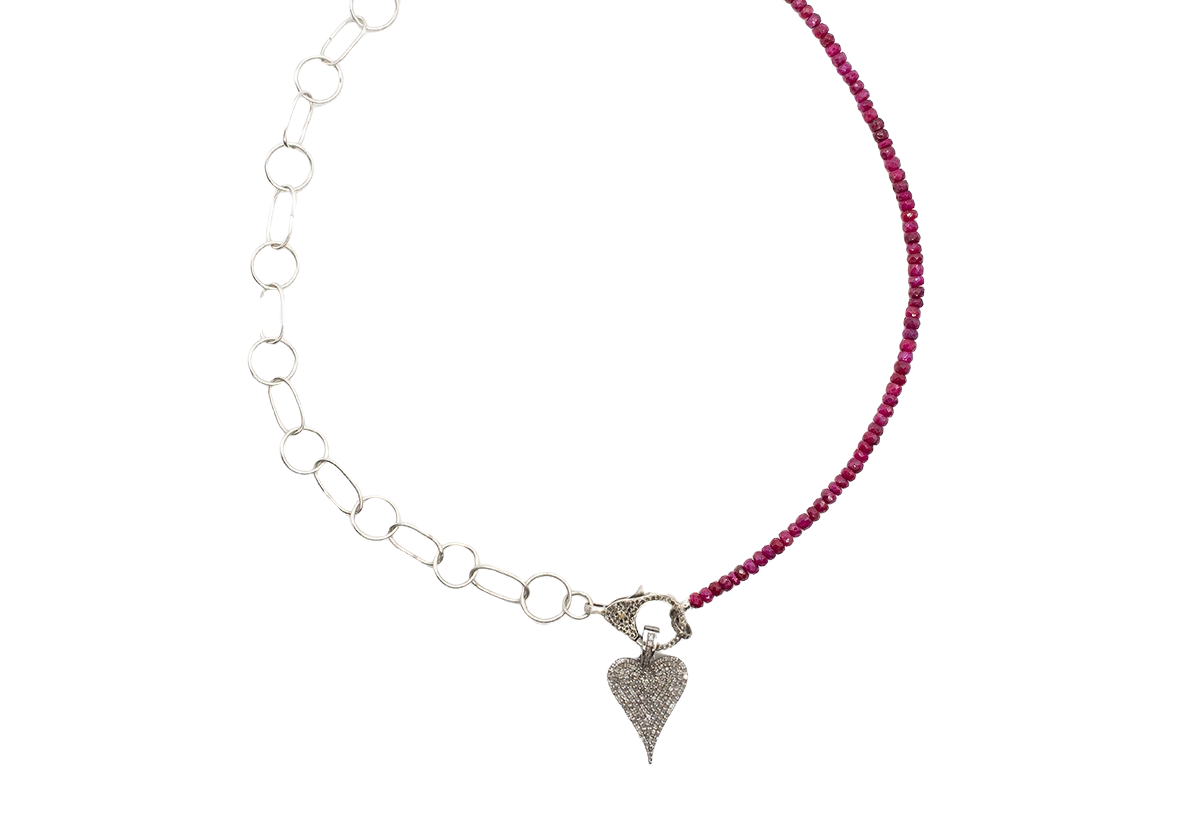 Sterling and ruby necklace