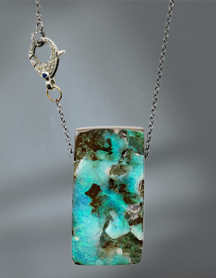 Boulder Opal Pendant with Diamonds