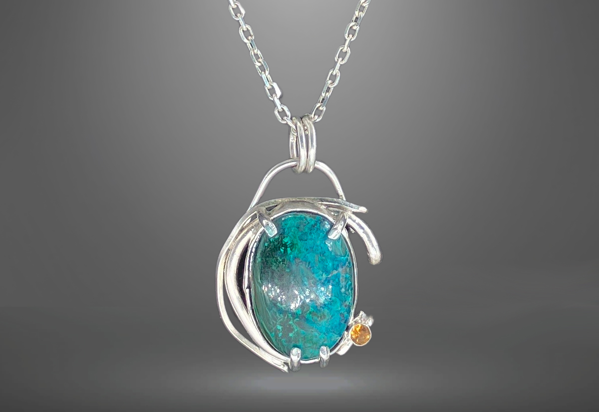 Chrysocolla and Tourmaline Yellow