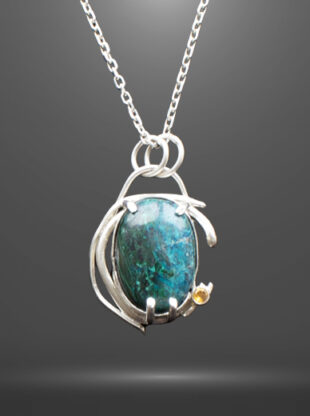 Chrysocolla Pendant with Tourmaline
