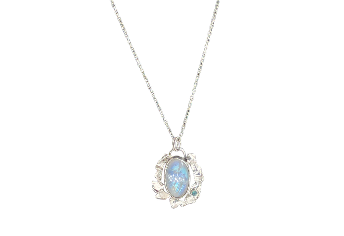 Moonstone Pendant with Tourmaline
