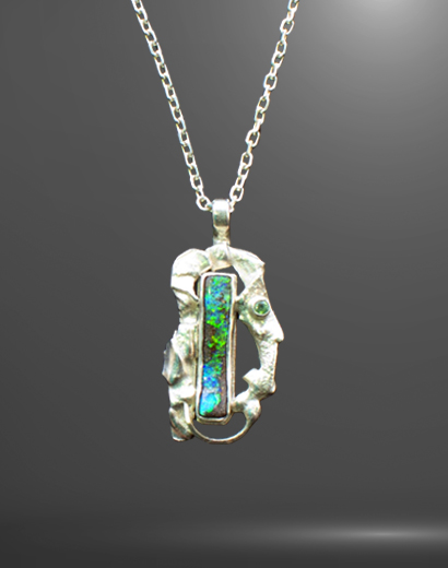Boulder Opal Pendant with Tourmaline