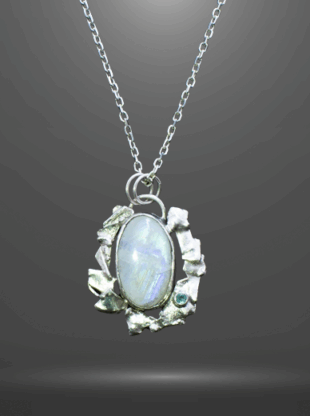 Moonstone Pendant with Tourmaline