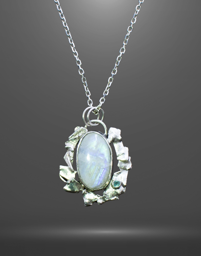 Moonstone Pendant with Tourmaline